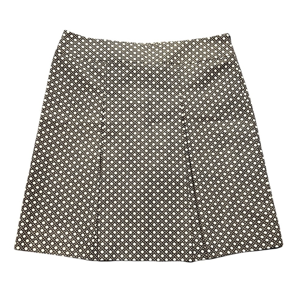 Talbots women’s brown cream cotton pleated front skirt size 14